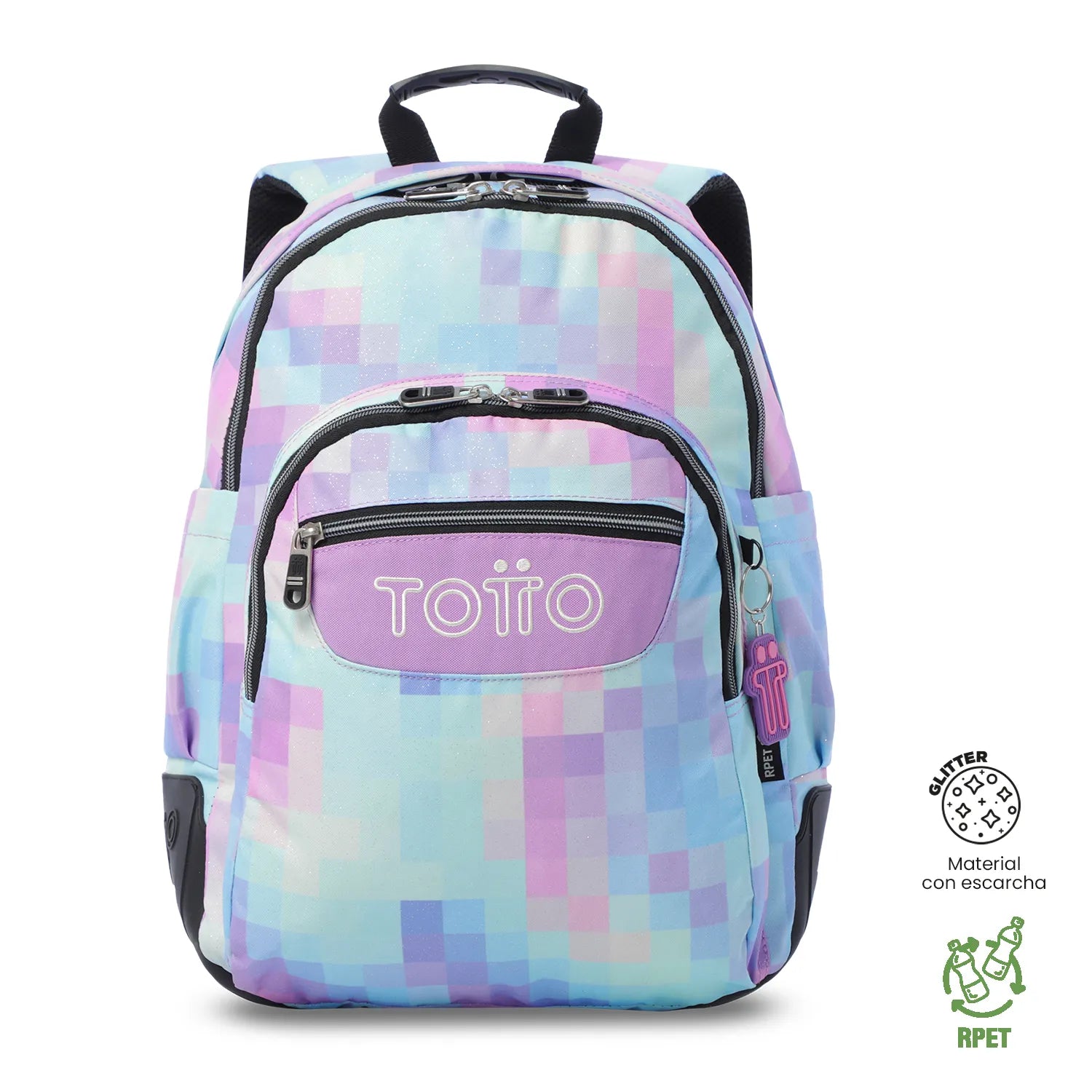 Mochila Escolar Juvenil Rayol Glitter Azul