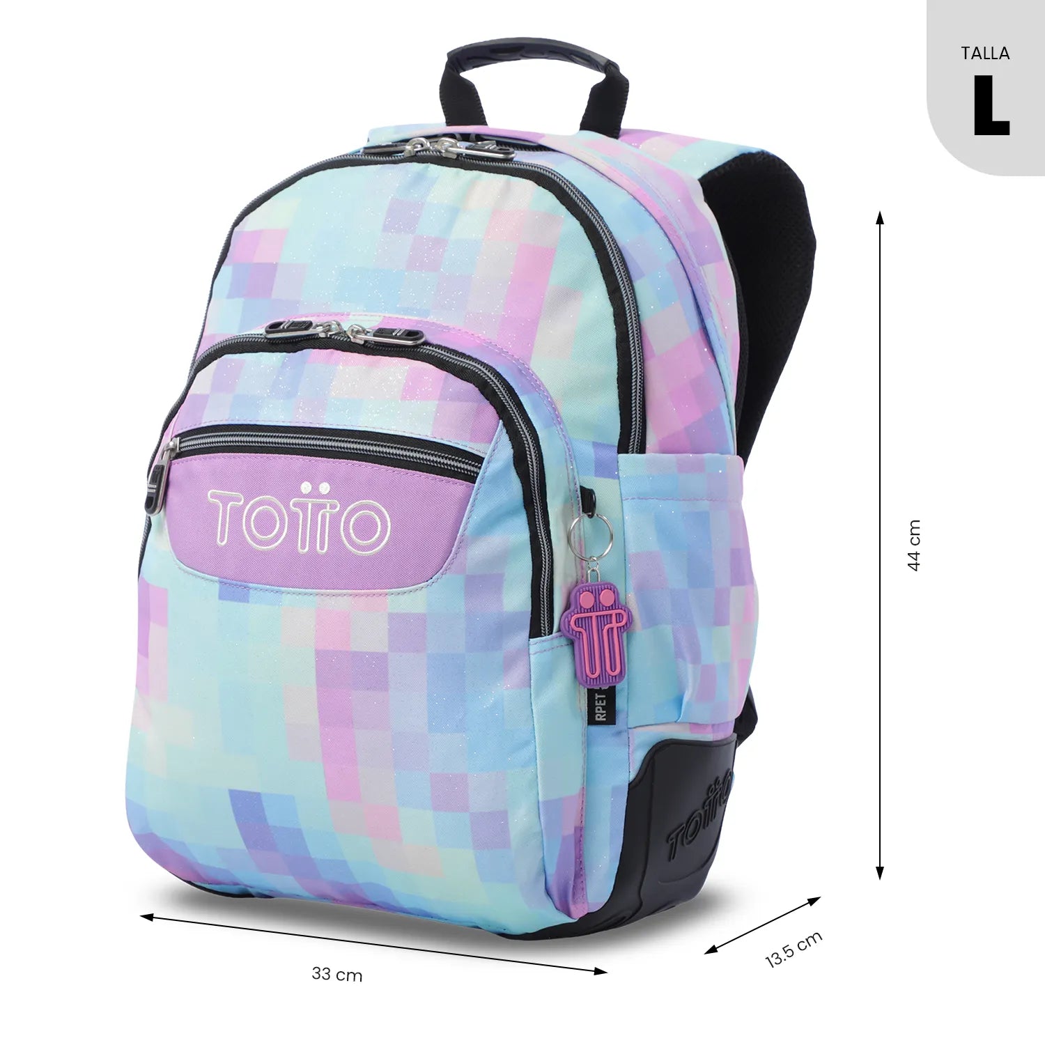 Mochila Escolar Juvenil Rayol Glitter Azul